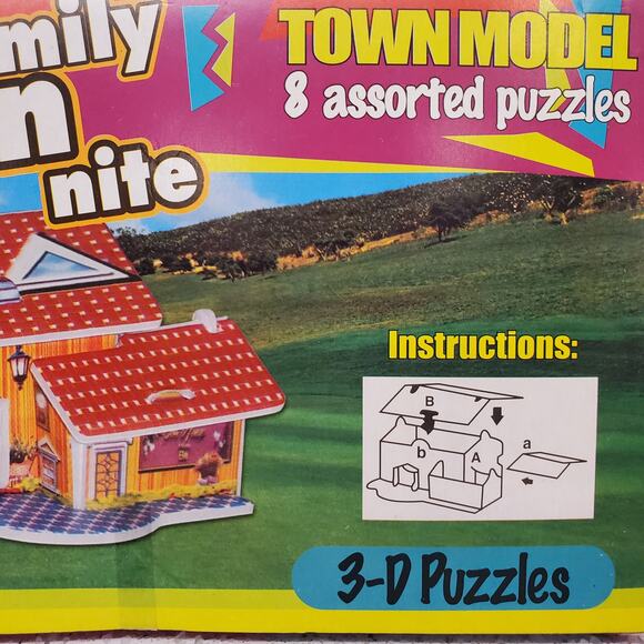 Family Fun Nite 3D Puzzles Town Model 8 Assorted Puzzles Vintage Toys - Picture 12 of 13